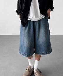 5C15 ワイドシルエット ペインターデニムハーフパンツ