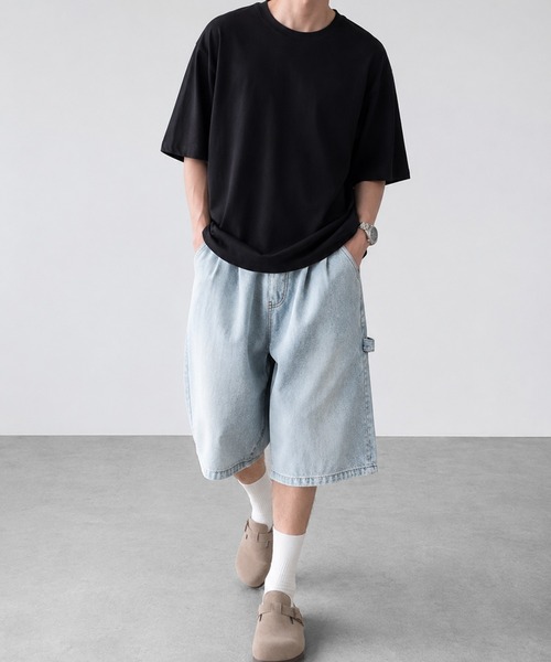 CALIFORNIA OUTFITTERS(カリフォルニア アウトフィッターズ)の「5C15 ワイドシルエット ペインターデニムハーフパンツ(デニムパンツ・メンズ・インディゴブルー/ライトブルー/ブルー・L/XL)」の10枚目の写真