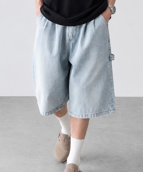 CALIFORNIA OUTFITTERS(カリフォルニア アウトフィッターズ)の「5C15 ワイドシルエット ペインターデニムハーフパンツ(デニムパンツ・メンズ・インディゴブルー/ライトブルー/ブルー・L/XL)」の9枚目の写真