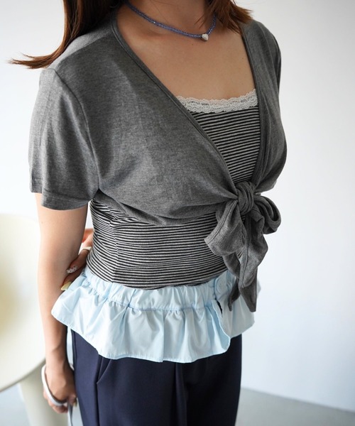 SANSeLF(サンセルフ)の「【SANSeLF】レーストリムボーダーキャミ&ボレロセットトップス saw26s081(その他トップス・レディース・グレー・FREE)」の13枚目の写真