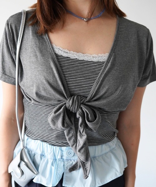 SANSeLF(サンセルフ)の「【SANSeLF】レーストリムボーダーキャミ&ボレロセットトップス saw26s081(その他トップス・レディース・グレー・FREE)」の14枚目の写真