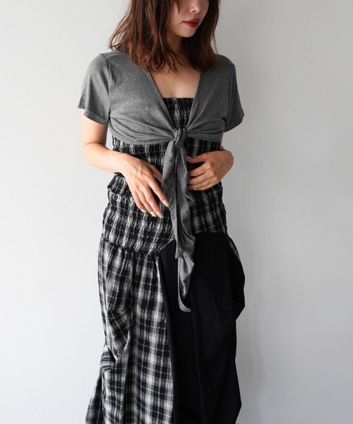 SANSeLF(サンセルフ)の「【SANSeLF】レーストリムボーダーキャミ&ボレロセットトップス saw26s081(その他トップス・レディース・グレー・FREE)」の7枚目の写真