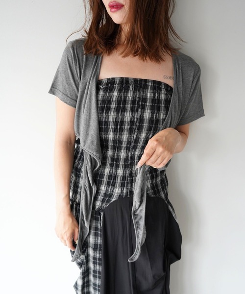 SANSeLF(サンセルフ)の「【SANSeLF】レーストリムボーダーキャミ&ボレロセットトップス saw26s081(その他トップス・レディース・グレー・FREE)」の8枚目の写真