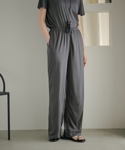 LAULEN（ローレン）の「smooth cotton easy straight wide pants  /スムーズコットンイージーストレートワイドパンツ（その他パンツ・レディース・チャコールグレー/カーキ・FREE）」の8枚目の写真
