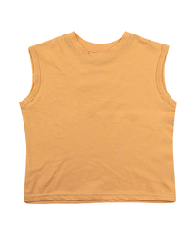 シンプル袖なしTシャツ-マスタード