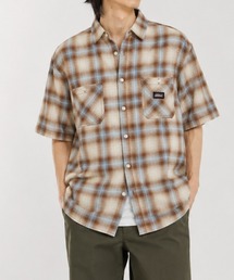 【GENUINE Dickies/ ジェニュインデッキーズ】パナマ織 オンブレチェック 半袖ワークシャツ