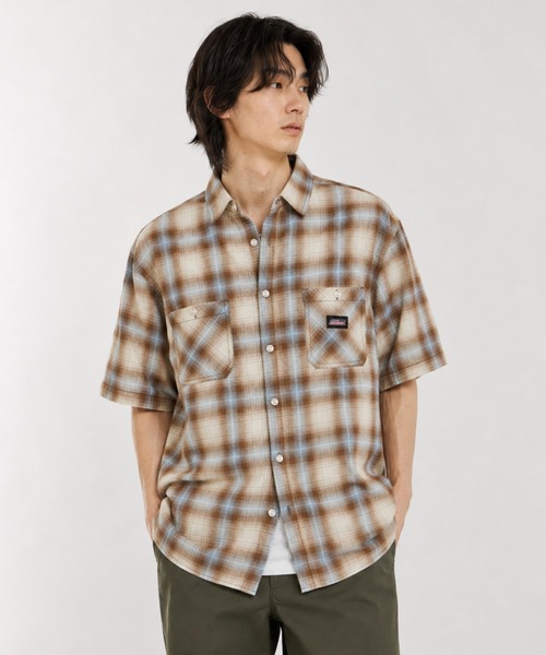 セール】GENUINE Dickies パナマ織 オンブレチェック 半袖ワークシャツ