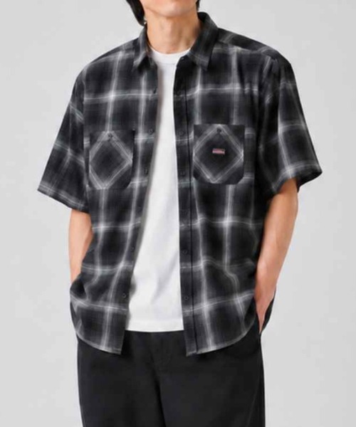 Dickies(ディッキーズ)の「【GENUINE Dickies/ ジェニュインデッキーズ】パナマ織 オンブレチェック 半袖ワークシャツ(シャツ/ブラウス・メンズ・ネイビー/オフホワイト/ブラック・M/L/XL)」の2枚目の写真