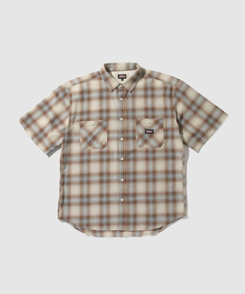 Dickies(ディッキーズ)の「【GENUINE Dickies/ ジェニュインデッキーズ】パナマ織 オンブレチェック 半袖ワークシャツ(シャツ/ブラウス・メンズ・ネイビー/オフホワイト/ブラック・M/L/XL)」の5枚目の写真