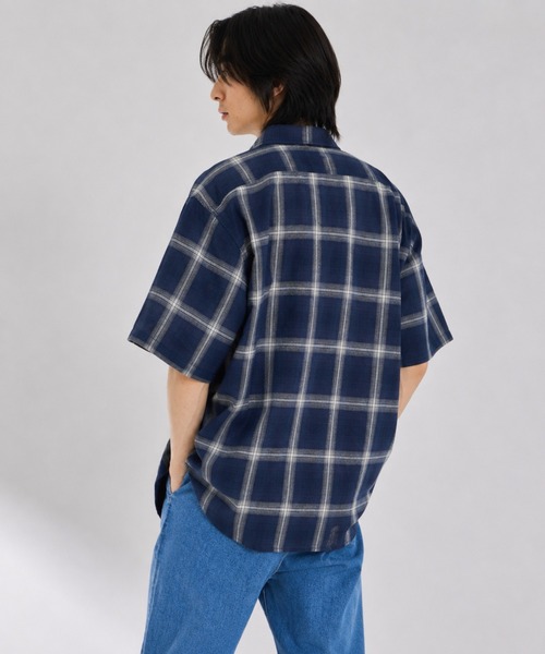 Dickies(ディッキーズ)の「【GENUINE Dickies/ ジェニュインデッキーズ】パナマ織 オンブレチェック 半袖ワークシャツ(シャツ/ブラウス・メンズ・ネイビー/オフホワイト/ブラック・M/L/XL)」の18枚目の写真