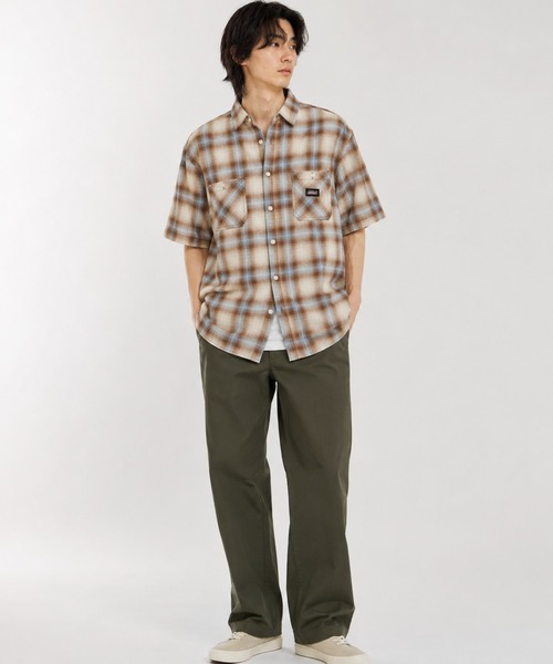 Dickies(ディッキーズ)の「【GENUINE Dickies/ ジェニュインデッキーズ】パナマ織 オンブレチェック 半袖ワークシャツ(シャツ/ブラウス・メンズ・ネイビー/オフホワイト/ブラック・M/L/XL)」の12枚目の写真