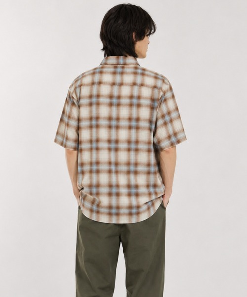 Dickies(ディッキーズ)の「【GENUINE Dickies/ ジェニュインデッキーズ】パナマ織 オンブレチェック 半袖ワークシャツ(シャツ/ブラウス・メンズ・ネイビー/オフホワイト/ブラック・M/L/XL)」の13枚目の写真