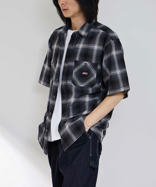 Dickies(ディッキーズ)の「【GENUINE Dickies/ ジェニュインデッキーズ】パナマ織 オンブレチェック 半袖ワークシャツ(シャツ/ブラウス・メンズ・ネイビー/オフホワイト/ブラック・M/L/XL)」の14枚目の写真