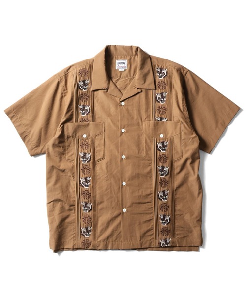 HOUSTON（ヒューストン）の「HOUSTON 刺繍キューバシャツ(虎福)（シャツ/ブラウス・メンズ・ブラック/ブラウン/オフホワイト・XX-LARGE/X-LARGE/LARGE/MEDIUM）」の3枚目の写真