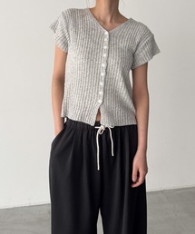 セール】CROP POLO KNIT CARDIGAN/クロップポロニットカーディガン