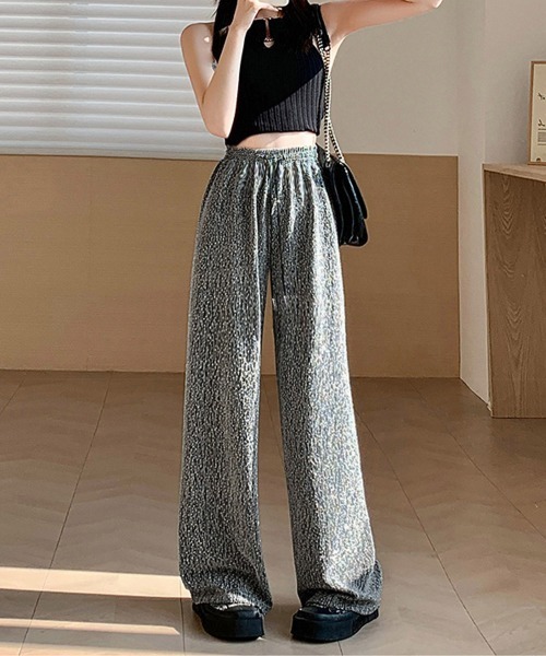 Miniministore(ミニミニストア)の「キラキラパンツ ワイドパンツ 美脚韓国風(スラックス・レディース・ブラック/グレー・L/XL/M)」の4枚目の写真