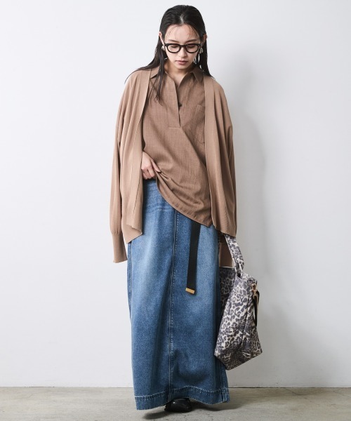 CHIC STYLE(シックスタイル)の「フレンチスリーブスキッパーシャツ<大きいサイズ有>シックスタイル(シャツ/ブラウス・レディース・ブラック/モカ・M/3L/LL/L/4L/5L)」の8枚目の写真