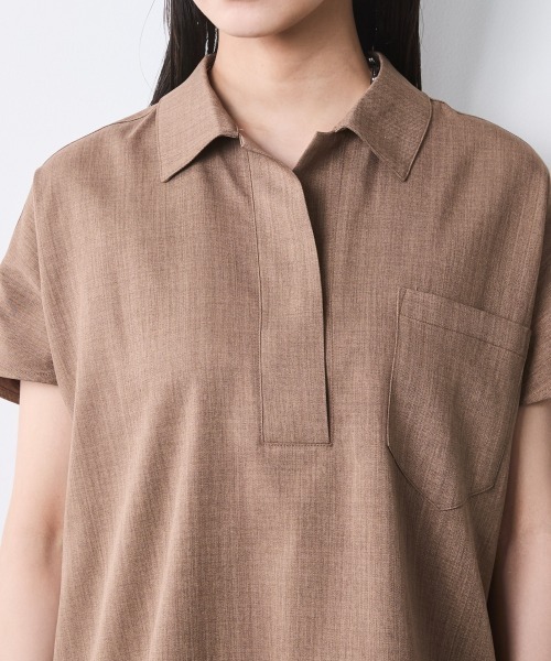 CHIC STYLE(シックスタイル)の「フレンチスリーブスキッパーシャツ<大きいサイズ有>シックスタイル(シャツ/ブラウス・レディース・ブラック/モカ・M/3L/LL/L/4L/5L)」の12枚目の写真