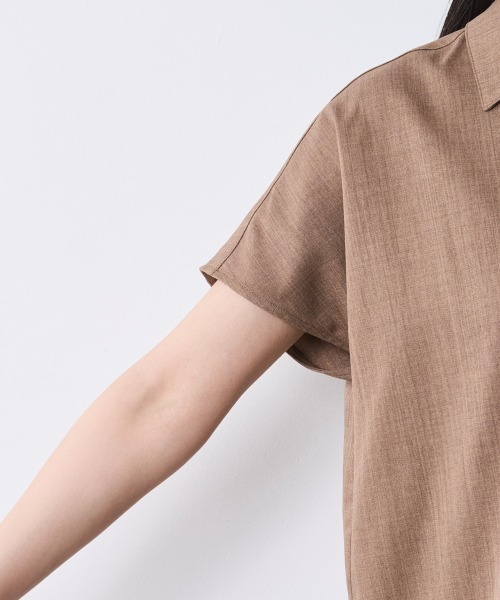 CHIC STYLE(シックスタイル)の「フレンチスリーブスキッパーシャツ<大きいサイズ有>シックスタイル(シャツ/ブラウス・レディース・ブラック/モカ・M/3L/LL/L/4L/5L)」の13枚目の写真