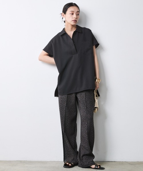 CHIC STYLE(シックスタイル)の「フレンチスリーブスキッパーシャツ<大きいサイズ有>シックスタイル(シャツ/ブラウス・レディース・ブラック/モカ・M/3L/LL/L/4L/5L)」の22枚目の写真