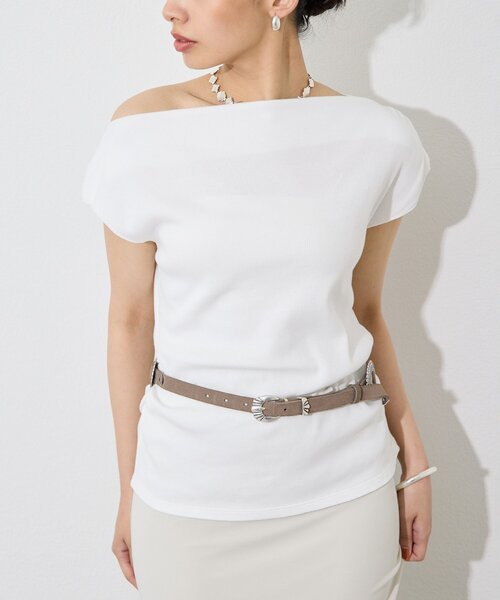 Whim Gazette(ウィムガゼット)の「ワンショルフレンチプルオーバー(Tシャツ/カットソー・レディース・ブラック/オフホワイト・FREE)」の11枚目の写真