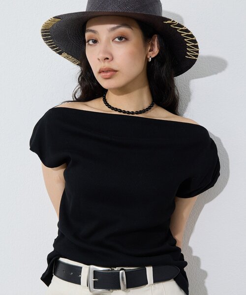 Whim Gazette(ウィムガゼット)の「ワンショルフレンチプルオーバー(Tシャツ/カットソー・レディース・ブラック/オフホワイト・FREE)」の20枚目の写真