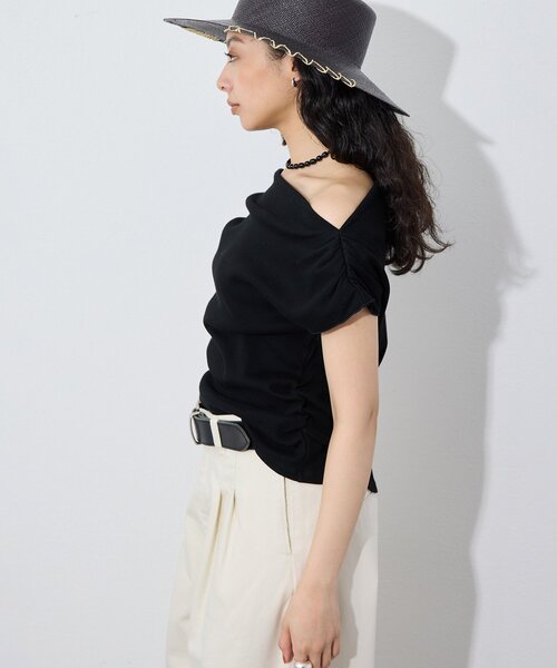 Whim Gazette(ウィムガゼット)の「ワンショルフレンチプルオーバー(Tシャツ/カットソー・レディース・ブラック/オフホワイト・FREE)」の15枚目の写真