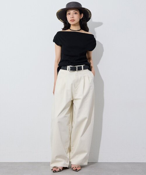 Whim Gazette(ウィムガゼット)の「ワンショルフレンチプルオーバー(Tシャツ/カットソー・レディース・ブラック/オフホワイト・FREE)」の13枚目の写真
