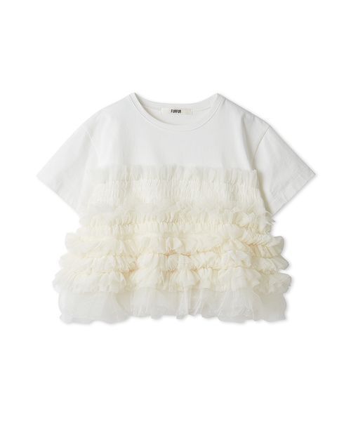 FURFUR(ファーファー)の「チュールドッキングTシャツ(Tシャツ/カットソー・レディース・イエロー/ブラック/アイボリー・F)」の2枚目の写真