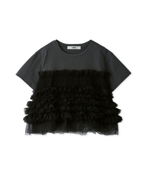 FURFUR(ファーファー)の「チュールドッキングTシャツ(Tシャツ/カットソー・レディース・イエロー/ブラック/アイボリー・F)」の1枚目の写真