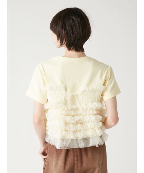 FURFUR(ファーファー)の「チュールドッキングTシャツ(Tシャツ/カットソー・レディース・イエロー/ブラック/アイボリー・F)」の6枚目の写真
