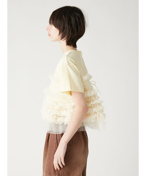 FURFUR(ファーファー)の「チュールドッキングTシャツ(Tシャツ/カットソー・レディース・イエロー/ブラック/アイボリー・F)」の7枚目の写真
