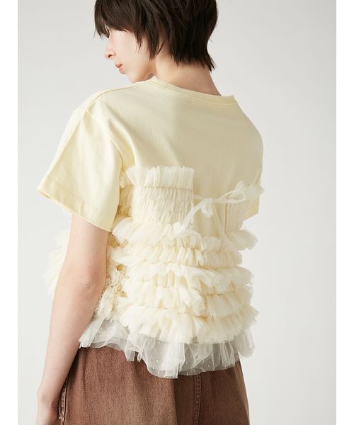 FURFUR(ファーファー)の「チュールドッキングTシャツ(Tシャツ/カットソー・レディース・イエロー/ブラック/アイボリー・F)」の8枚目の写真