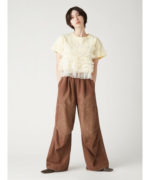 FURFUR(ファーファー)の「チュールドッキングTシャツ(Tシャツ/カットソー・レディース・イエロー/ブラック/アイボリー・F)」の9枚目の写真