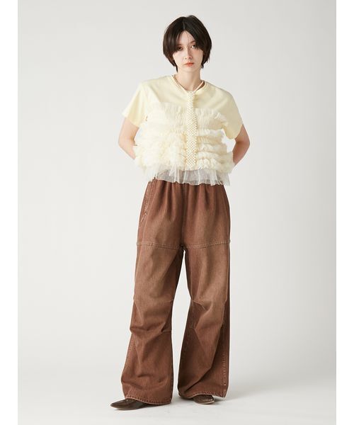 FURFUR(ファーファー)の「チュールドッキングTシャツ(Tシャツ/カットソー・レディース・イエロー/ブラック/アイボリー・F)」の10枚目の写真