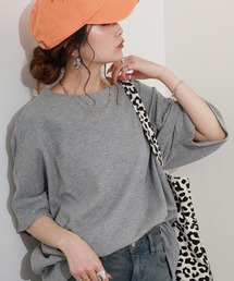 コットンワッフル7分袖ドルマンTシャツ