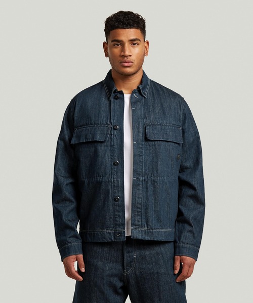 G-STAR(ジースター)の「Boxy Clean Neo Raw Overshirt/ボックスシルエットデニムシャツジャケット(シャツ/ブラウス・メンズ・ダークインディゴブルー・X-SMALL/LARGE/SMALL/X-LARGE/MEDIUM)」の1枚目の写真