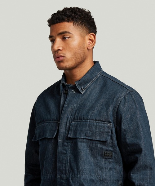 G-STAR(ジースター)の「Boxy Clean Neo Raw Overshirt/ボックスシルエットデニムシャツジャケット(シャツ/ブラウス・メンズ・ダークインディゴブルー・X-SMALL/LARGE/SMALL/X-LARGE/MEDIUM)」の3枚目の写真
