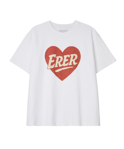 ERER（エルエル）の「Oversized Heart Logo T-shirt White（Tシャツ/カットソー・レディース・ホワイト・F）」の3枚目の写真