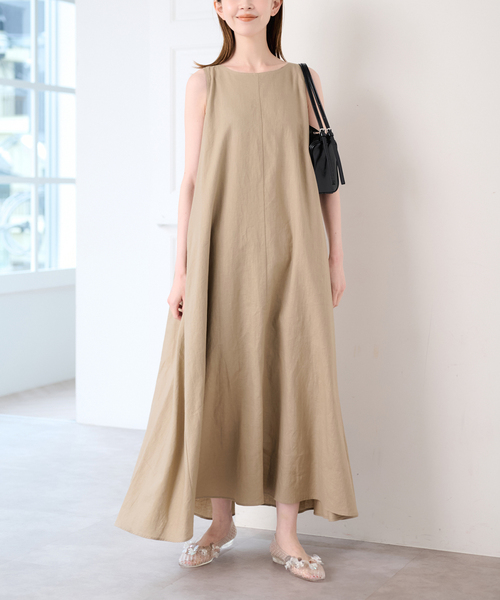 U by SPICK&SPAN(ユーバイスピックアンドスパン)の「コットンリネンバックギャザーワンピース(ワンピース・レディース・グリーン/ピンク/ベージュ・36/38)」の1枚目の写真