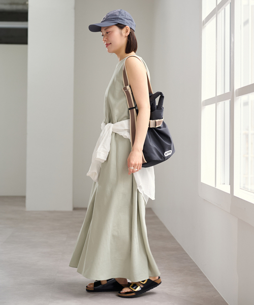 U by SPICK&SPAN(ユーバイスピックアンドスパン)の「コットンリネンバックギャザーワンピース(ワンピース・レディース・グリーン/ピンク/ベージュ・36/38)」の7枚目の写真