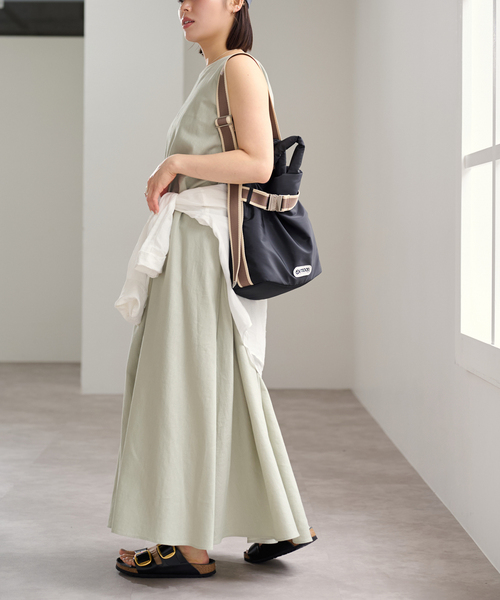 U by SPICK&SPAN(ユーバイスピックアンドスパン)の「コットンリネンバックギャザーワンピース(ワンピース・レディース・グリーン/ピンク/ベージュ・36/38)」の9枚目の写真