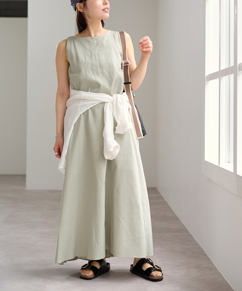 U by SPICK&SPAN(ユーバイスピックアンドスパン)の「コットンリネンバックギャザーワンピース(ワンピース・レディース・グリーン/ピンク/ベージュ・36/38)」の11枚目の写真