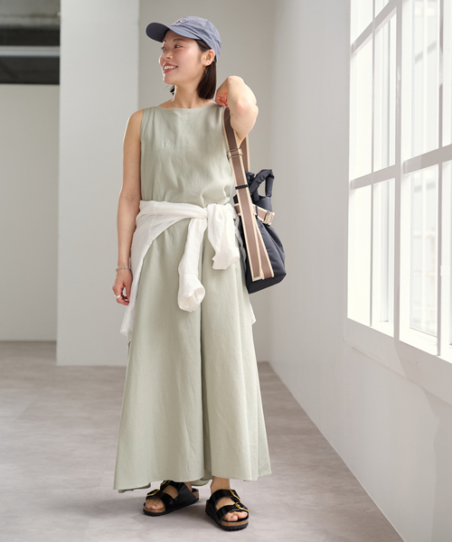 U by SPICK&SPAN(ユーバイスピックアンドスパン)の「コットンリネンバックギャザーワンピース(ワンピース・レディース・グリーン/ピンク/ベージュ・36/38)」の13枚目の写真