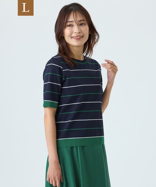TRANS WORK（トランスワーク）の「【L】【ウォッシャブル】セーターマシンカットソー（Tシャツ/カットソー・レディース・ベージュ/ネイビー/オフホワイト・46/44）」の3枚目の写真