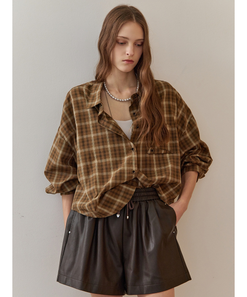 MAXZA（マージャコレクション）の「ポケットポイントコットンチェックシャツ（シャツ/ブラウス・レディース・ブラック/ブラウン・FREE）」の9枚目の写真