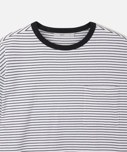 247SERIES(247シリーズ)の「USAコットン20番手ストライプTシャツホワイト(Tシャツ/カットソー・メンズ・ホワイト・X-LARGE/LARGE/MEDIUM/SMALL/X-SMALL)」の3枚目の写真