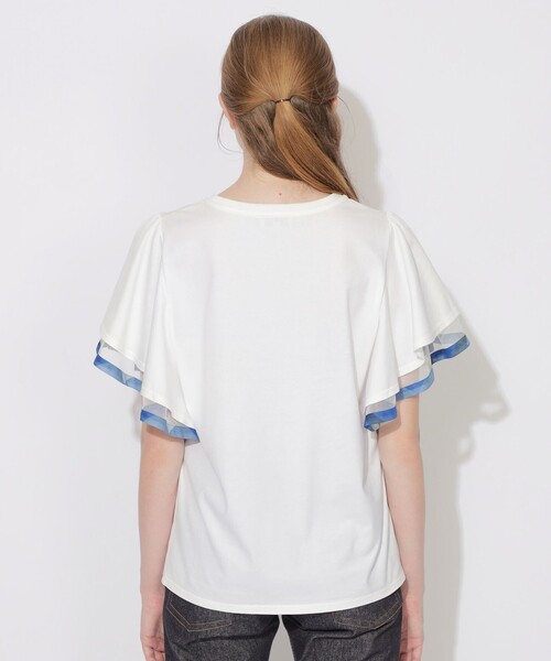 CB CRESTBRIDGE(シービークレストブリッジ)の「シアーレイヤーラッフルスリーブトップス(Tシャツ/カットソー・レディース・ブラック/パープル系その他4/オフホワイト/ネイビー・M)」の10枚目の写真