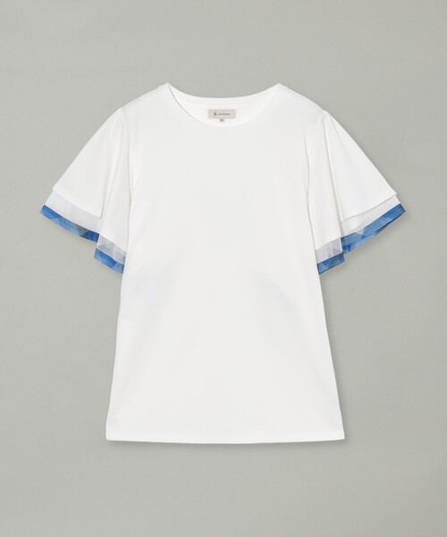 CB CRESTBRIDGE(シービークレストブリッジ)の「シアーレイヤーラッフルスリーブトップス(Tシャツ/カットソー・レディース・ブラック/パープル系その他4/オフホワイト/ネイビー・M)」の12枚目の写真