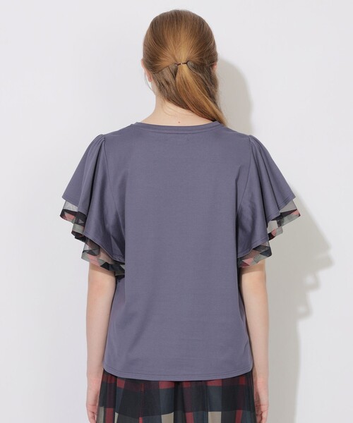 CB CRESTBRIDGE(シービークレストブリッジ)の「シアーレイヤーラッフルスリーブトップス(Tシャツ/カットソー・レディース・ブラック/パープル系その他4/オフホワイト/ネイビー・M)」の20枚目の写真